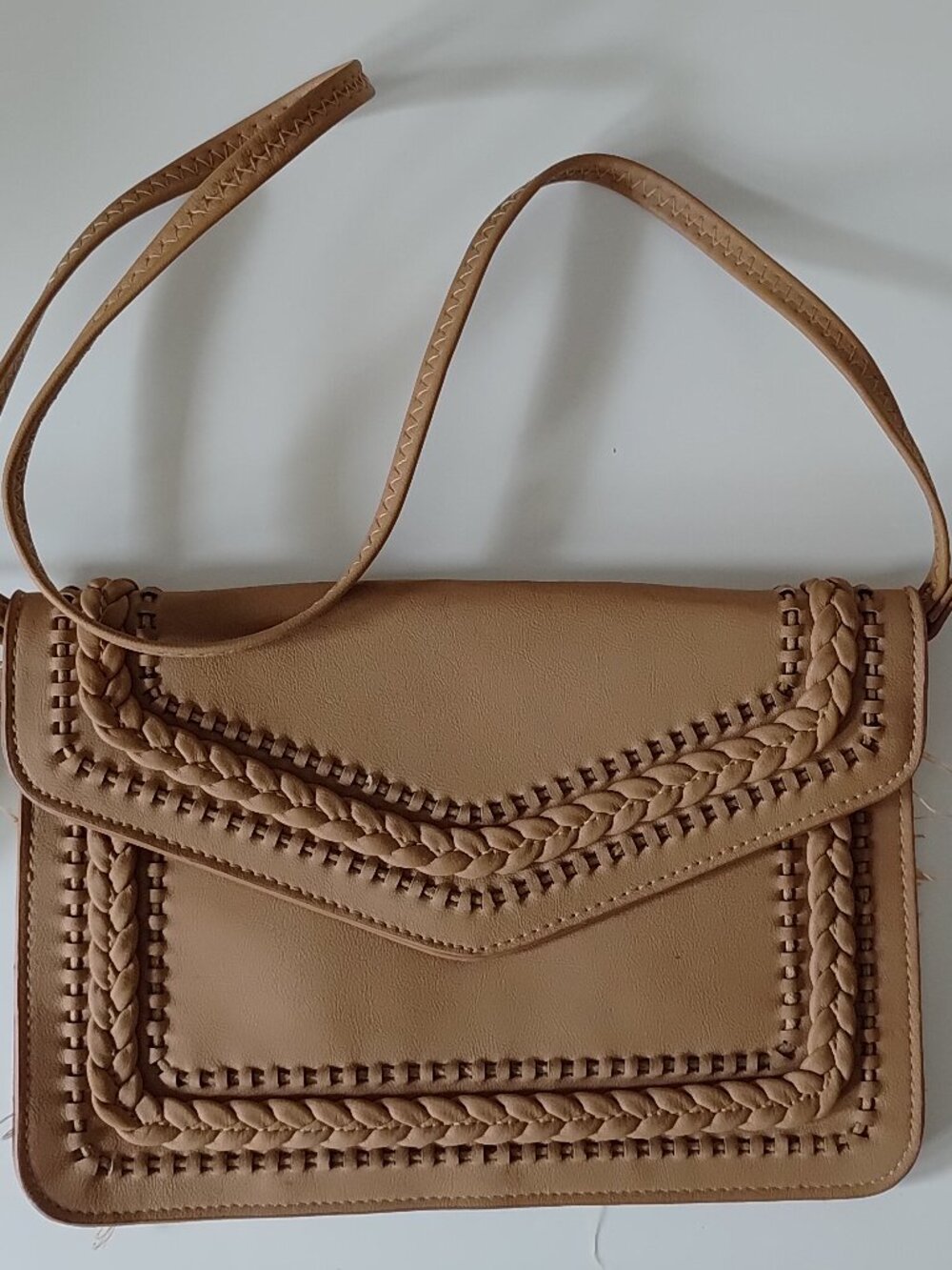 Faux Leather Western Vibe Beige Color Cross Body Bag